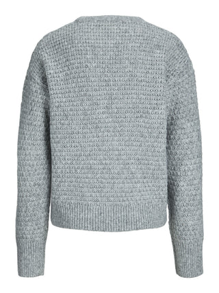 JJXX Ladies Milly Structured Regular Fit Crew Neck Knit-GREY MELANGE - Borderland Muff