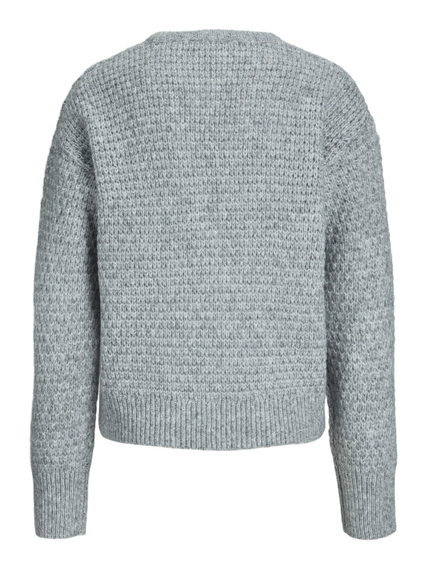 JJXX Ladies Milly Structured Regular Fit Crew Neck Knit-GREY MELANGE - Borderland Muff