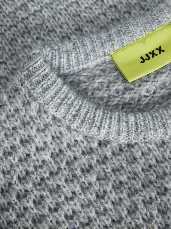JJXX Ladies Milly Structured Regular Fit Crew Neck Knit-GREY MELANGE - Borderland Muff