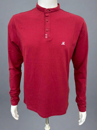 Minerlal Dori Long Sleeve Grandad Tee-BURGUNDY - Borderland Muff