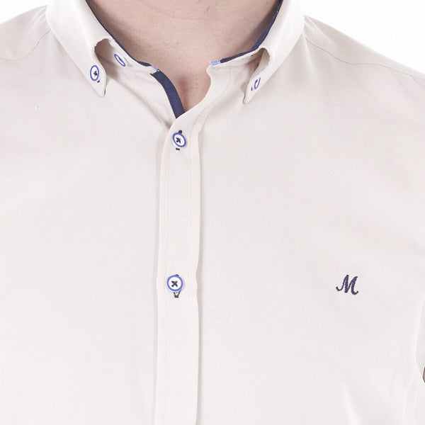 Mineral ANDAR Oxford Cotton Mix Short Sleeve Shirt-STONE - Borderland Muff