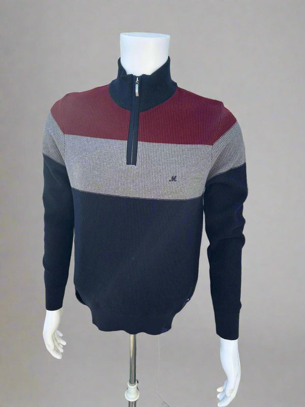 Mineral Mens FRANK Qtr Zip Knit-BURGUNDY - Borderland Muff