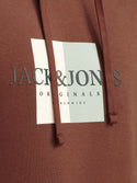 Jack & Jones Mens Fredrisksberg Box Overhead Regular Fit Hoody-BROWN - Borderland Muff