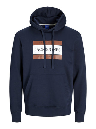 Jack & Jones Mens Fredrisksberg Box Overhead Regular Fit Hoody-SKY CAPTAIN - Borderland Muff
