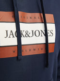 Jack & Jones Mens Fredrisksberg Box Overhead Regular Fit Hoody-SKY CAPTAIN - Borderland Muff