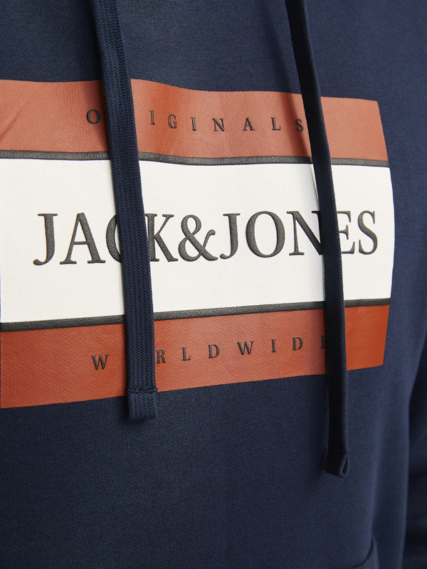 Jack & Jones Mens Fredrisksberg Box Overhead Regular Fit Hoody-SKY CAPTAIN - Borderland Muff