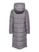 JDY Ladies ELfi Long Padded Hooded Jacket-STEEL - Borderland Muff