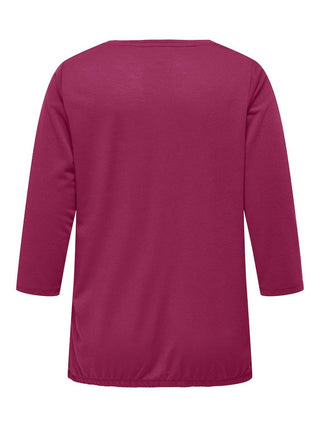 Only Carmakoma Ladies Carlinne V-Neck 3/4 Plus Size Regular Fit Top-PINK - Borderland Muff