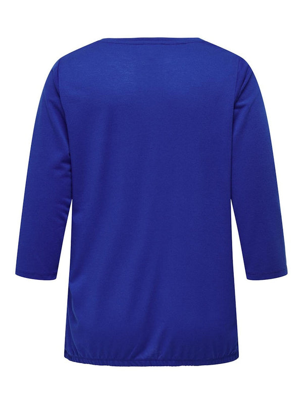 Only Carmakoma Ladies Carlinne V-Neck 3/4 Plus Size Regular Fit Top-SURF BLUE - Borderland Muff