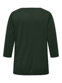 Only Carmakoma Ladies Carlinne V-Neck 3/4 Plus Size Regular Fit Top-SCARAB - Borderland Muff