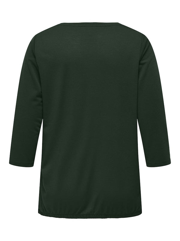 Only Carmakoma Ladies Carlinne V-Neck 3/4 Plus Size Regular Fit Top-SCARAB - Borderland Muff