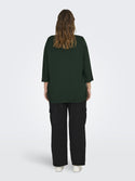 Only Carmakoma Ladies Carlinne V-Neck 3/4 Plus Size Regular Fit Top-SCARAB - Borderland Muff