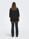 Only Carmakoma Ladies Carlinne V-Neck 3/4 Plus Size Regular Fit Top-BLACK - Borderland Muff