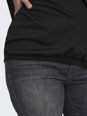 Only Carmakoma Ladies Carlinne V-Neck 3/4 Plus Size Regular Fit Top-BLACK - Borderland Muff