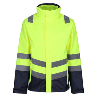 Regatta Mens Pro Hi Vis 3 In 1 Waterproof Breathable Windproof Work Jacket-HIVIZ YELNVY - Borderland Muff