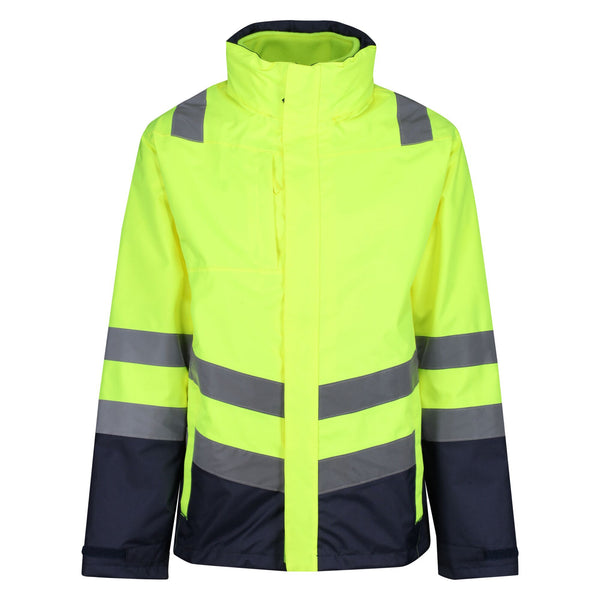 Regatta Mens Pro Hi Vis 3 In 1 Waterproof Breathable Windproof Work Jacket-HIVIZ YELNVY - Borderland Muff