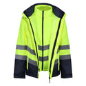 Regatta Mens Pro Hi Vis 3 In 1 Waterproof Breathable Windproof Work Jacket-HIVIZ YELNVY - Borderland Muff