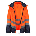 Regatta Mens Pro Hi Vis 3 In 1 Waterproof Breathable Windproof Work Jacket-HIVIZ ORANVY - Borderland Muff