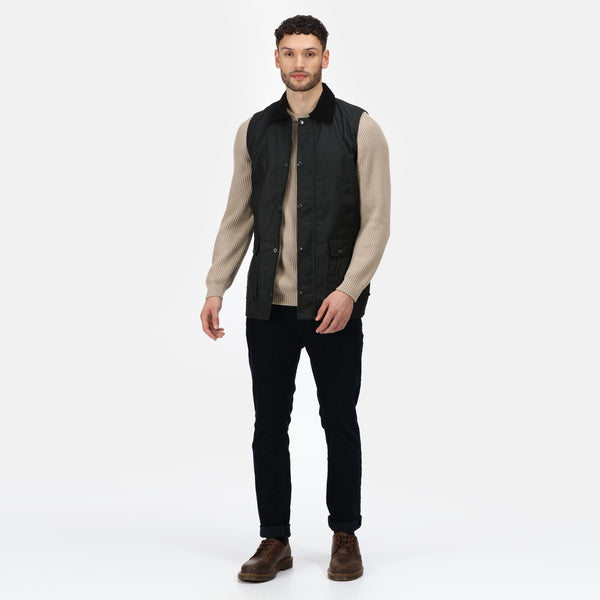 Regatta TRA872 Banbury Wax Bodywarmer – Waxed Cotton Gilet with Water Repellent Finish - Borderland Muff