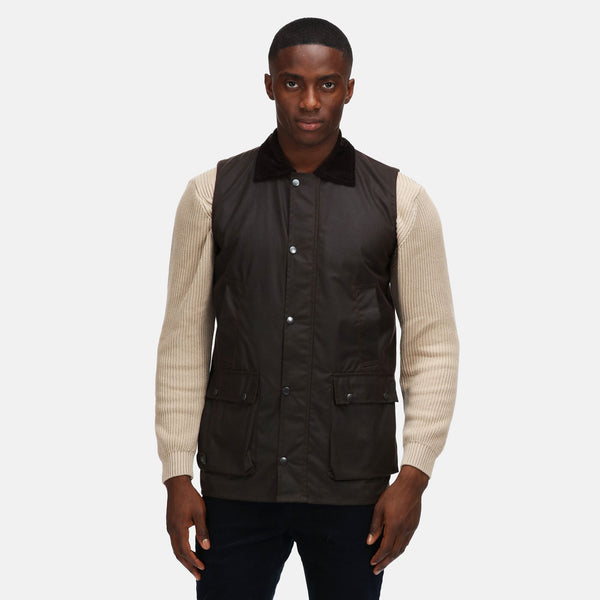 Regatta TRA872 Banbury Wax Bodywarmer – Waxed Cotton Gilet with Water Repellent Finish - Borderland Muff