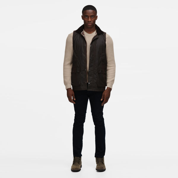 Regatta TRA872 Banbury Wax Bodywarmer – Waxed Cotton Gilet with Water Repellent Finish - Borderland Muff