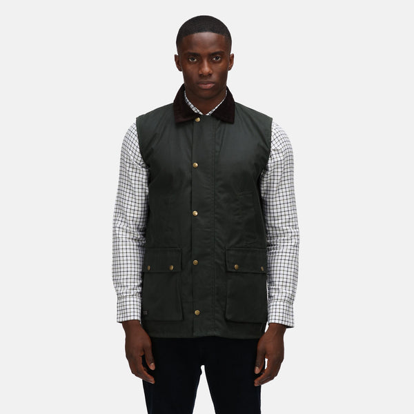 Regatta TRA872 Banbury Wax Bodywarmer – Waxed Cotton Gilet with Water Repellent Finish - Borderland Muff
