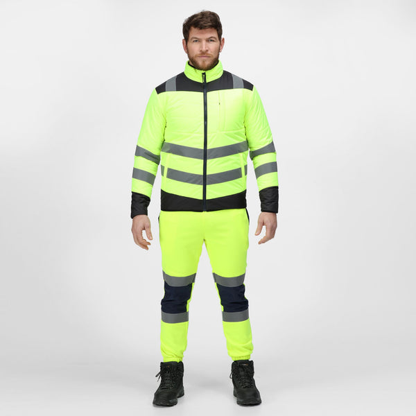 Regatta Mens Pro Hi Vis Thermal Work Jacket-HIVIZ YELNVY - Borderland Muff