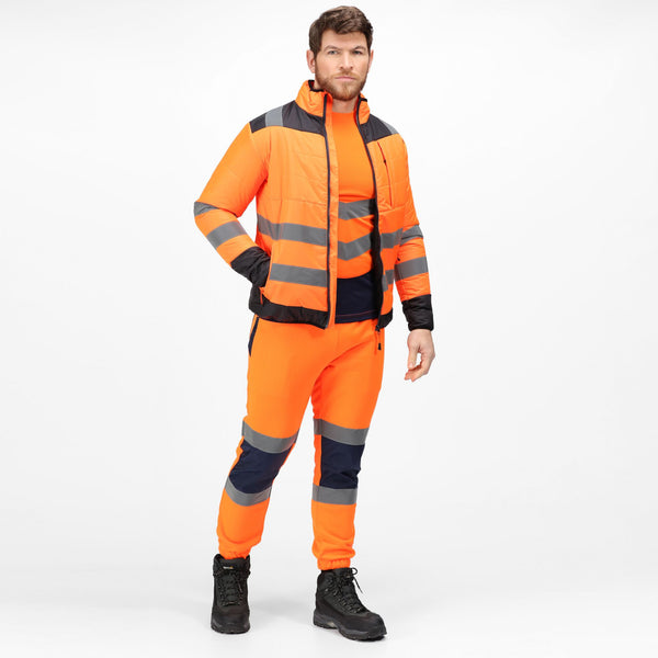 Regatta Mens Pro Hi Vis Thermal Work Jacket-HIVIZ ORANVY - Borderland Muff