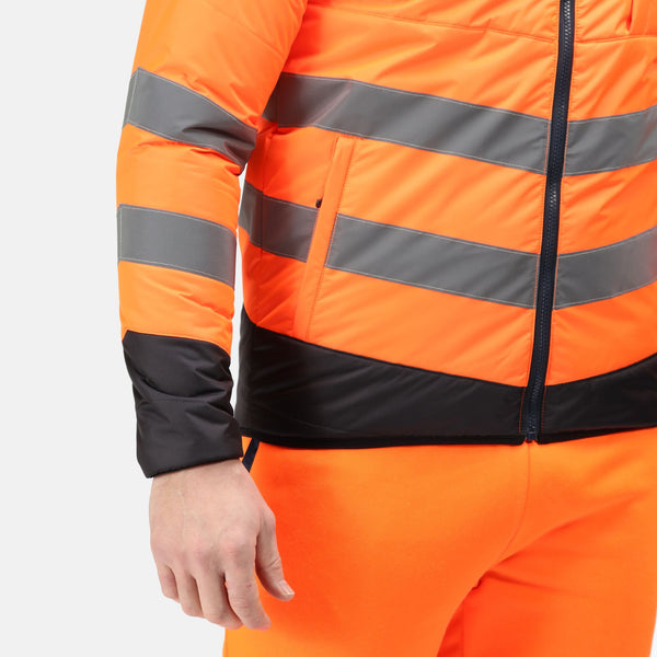 Regatta Mens Pro Hi Vis Thermal Work Jacket-HIVIZ ORANVY - Borderland Muff