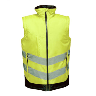 Regatta Mens Pro Hi Vis Waterproof Windproof Breathable Insulated Work Bodywarmer -HIVIZ YELNVY - Borderland Muff