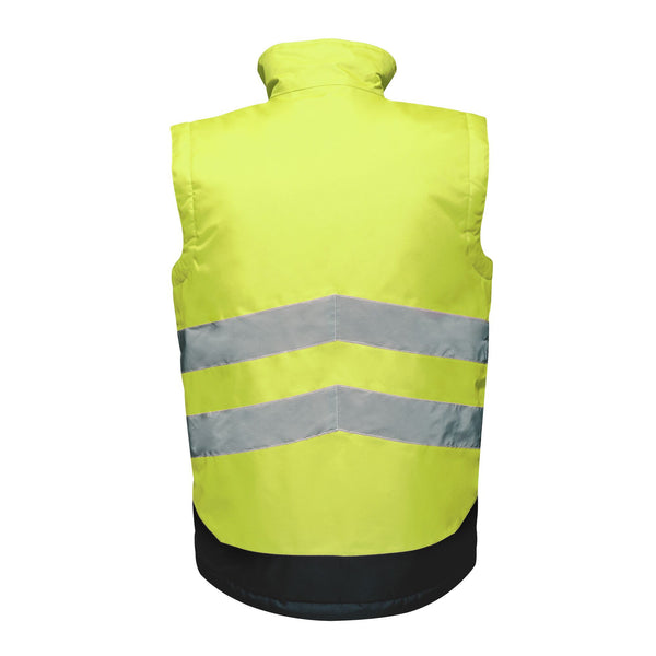 Regatta Mens Pro Hi Vis Waterproof Windproof Breathable Insulated Work Bodywarmer -HIVIZ YELNVY - Borderland Muff