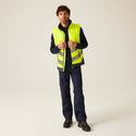 Regatta Mens Pro Hi Vis Waterproof Windproof Breathable Insulated Work Bodywarmer -HIVIZ YELNVY - Borderland Muff