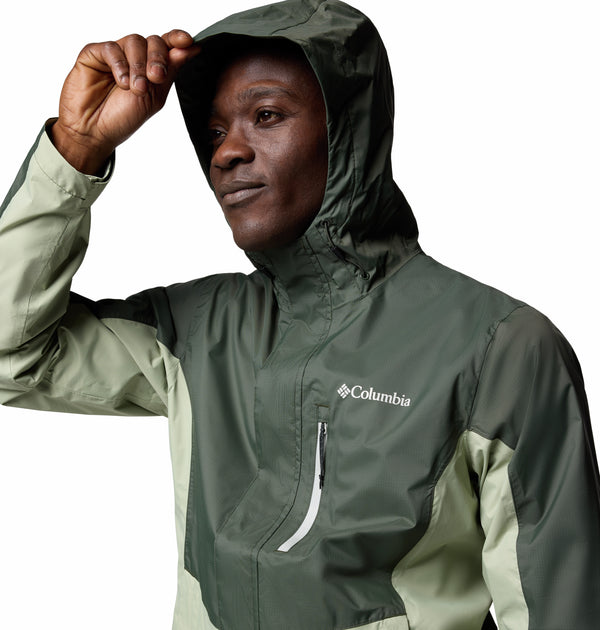 Columbia Mens Pouring Adventure Waterproof Breathable Packable Jacket-GREEN - Borderland Muff