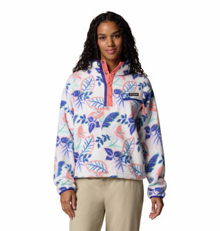 Columbia Ladies Helvetia II Cropped Half Snap Regular Fit Patterned Fleece-SEA SPRAY - Borderland Muff