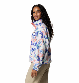 Columbia Ladies Helvetia II Cropped Half Snap Regular Fit Patterned Fleece-SEA SPRAY - Borderland Muff