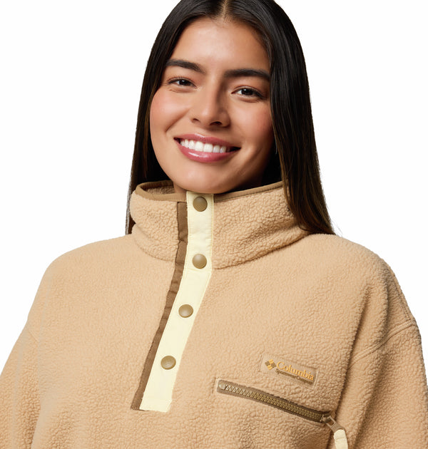 Columbia Ladies Helvetia II Cropped Half Snap Regular Fit Fleece-SAND - Borderland Muff