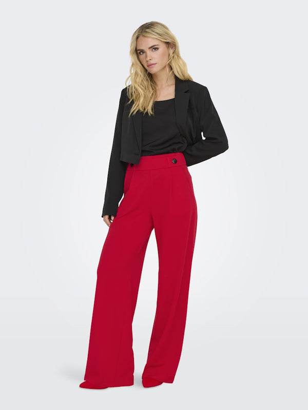 JDY Geggo Wide Leg Elasticated Waist Trousers 32" leg-RED - Borderland Muff