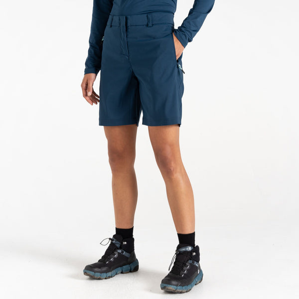 Dare2b Ladies Torrek Water Repellent Stretch Mountain Walking Hiking Shorts-DENIM BLUE - Borderland Muff
