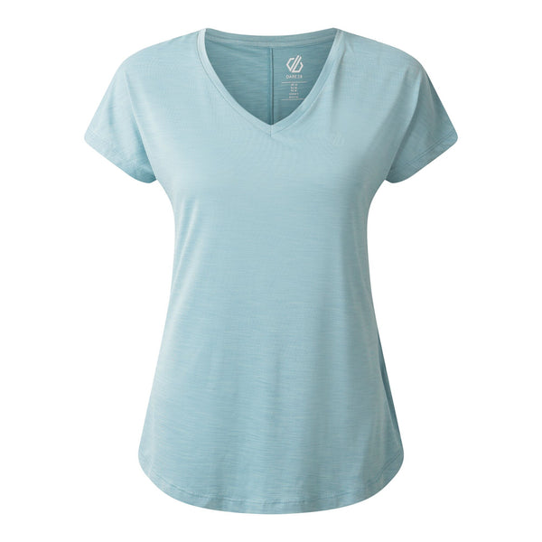 Dare2b Ladies Vigilant Moisture Wicking Lightweight Antibacterial Exercise T-Shirt-AQUA - Borderland Muff