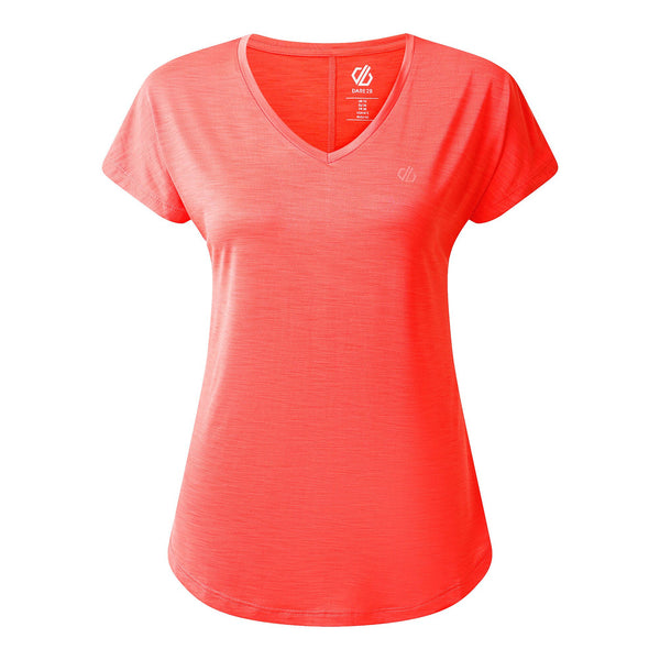 Dare2b Ladies Vigilant Moisture Wicking Lightweight Antibacterial Exercise T-Shirt-PEACH - Borderland Muff