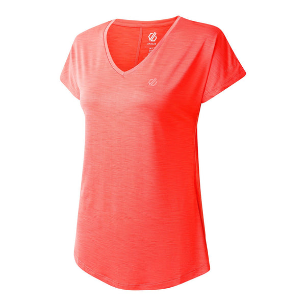 Dare2b Ladies Vigilant Moisture Wicking Lightweight Antibacterial Exercise T-Shirt-PEACH - Borderland Muff