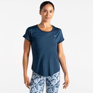 Dare2b Ladies Chase Moisture Wicking Lightweight Antibacterial ExerciseT-Shirt-DENIM BLUE - Borderland Muff