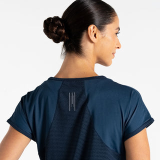 Dare2b Ladies Chase Moisture Wicking Lightweight Antibacterial ExerciseT-Shirt-DENIM BLUE - Borderland Muff