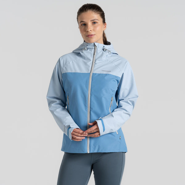 Craghoppers Ladies Vanth Highly Waterproof Breathable Wind Resistant Walking Hiking Jacket-BLUE - Borderland Muff