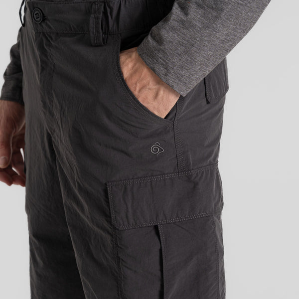 Craghoppers Mens NosiLife Cargo III Insect Repellent Cooling Sun Protective Shorts-BLACK PEPPER - Borderland Muff