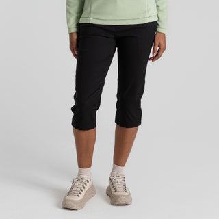 Craghoppers Ladies Kiwi Pro II Crop Stretch Water Repellent Sun Protective Quick Dry Trousers-BLACK - Borderland Muff