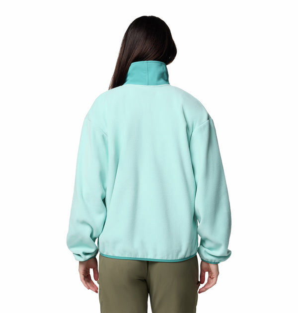 Columbia Ladies Sequoia Grove Cropped 1/2 Zip Overhead Fleece-TEAL - Borderland Muff