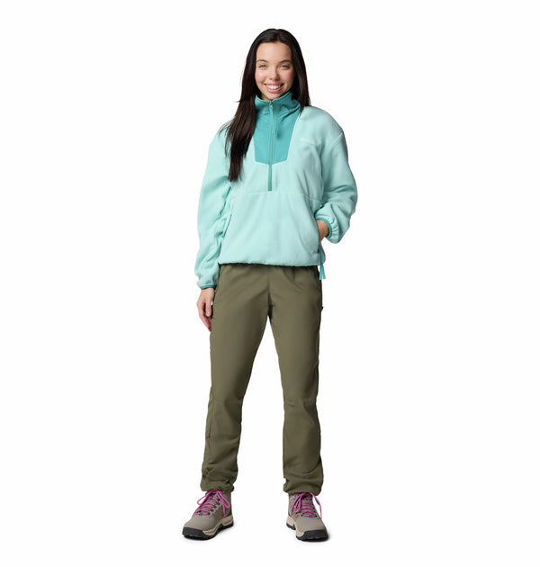 Columbia Ladies Sequoia Grove Cropped 1/2 Zip Overhead Fleece-TEAL - Borderland Muff