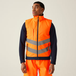 Regatta Mens Pro Hi Vis Waterproof, Windproof, Breathable Insulated Work Bodywarmer - Borderland Muff