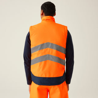 Regatta Mens Pro Hi Vis Waterproof, Windproof, Breathable Insulated Work Bodywarmer - Borderland Muff